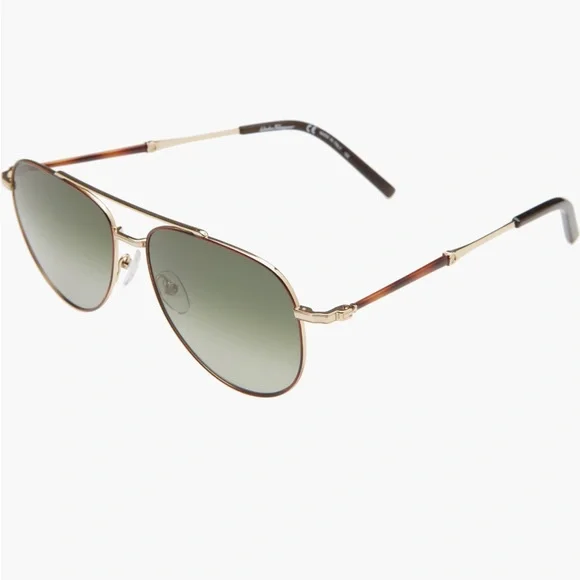 🔥🔥🔥Authentic New Salvatore Ferragamo 58mm Aviator Tortoise Sunglasses